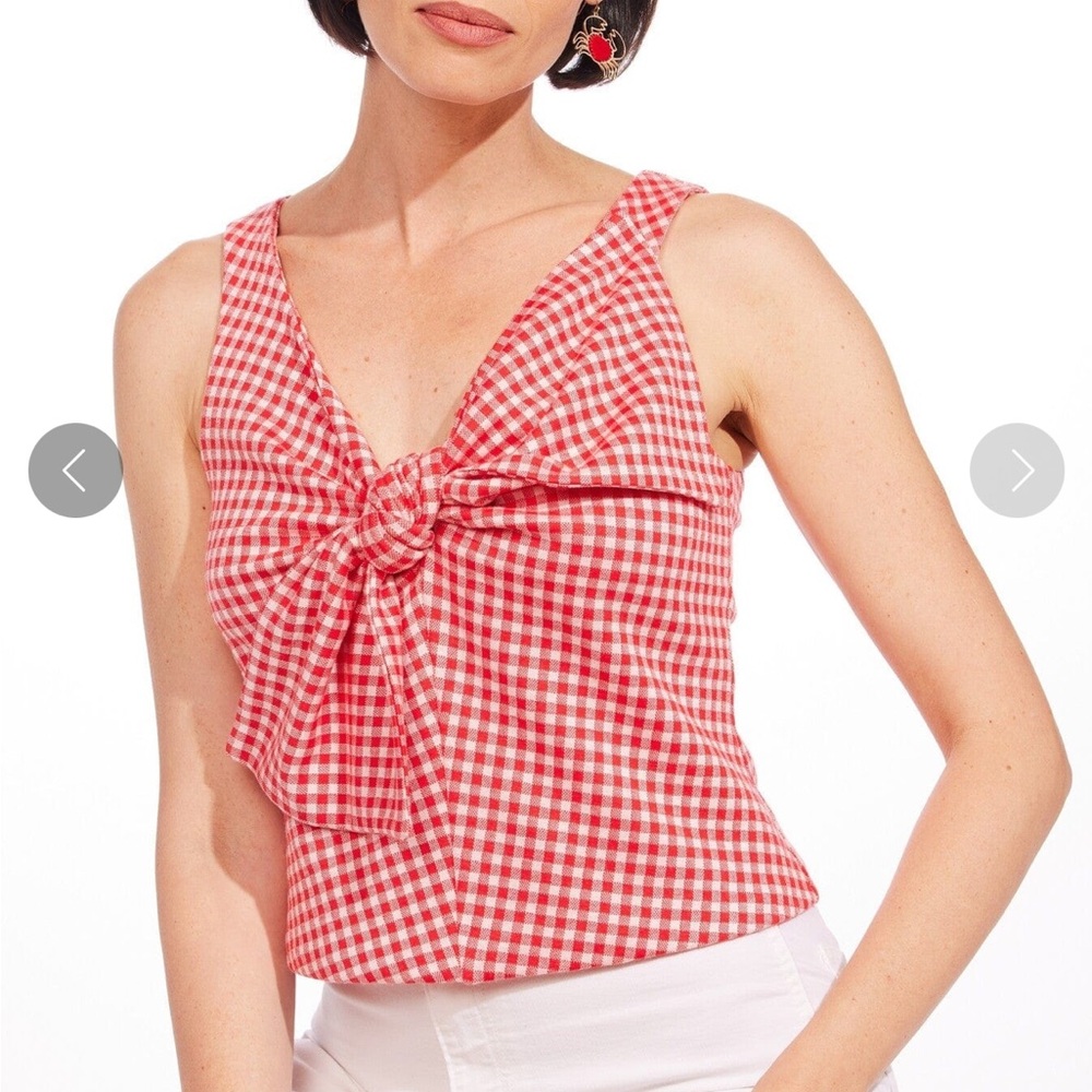 Gingham Sleeveless Plaid Bow Top - Picture 4 of 7